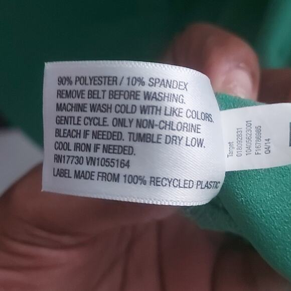 Merona Green Belted High Low Button Down Shirt Dress Pockets S Classic - Picture 8 of 8